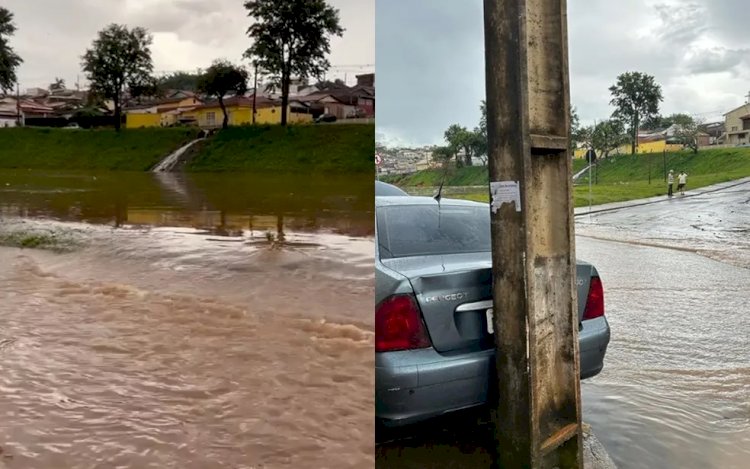Chuva deixa ruas e casas alagadas em São Sebastião do Paraíso