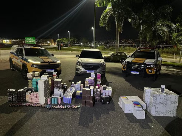 Polícia apreende mais de 200 celulares e prende dois na MG 050